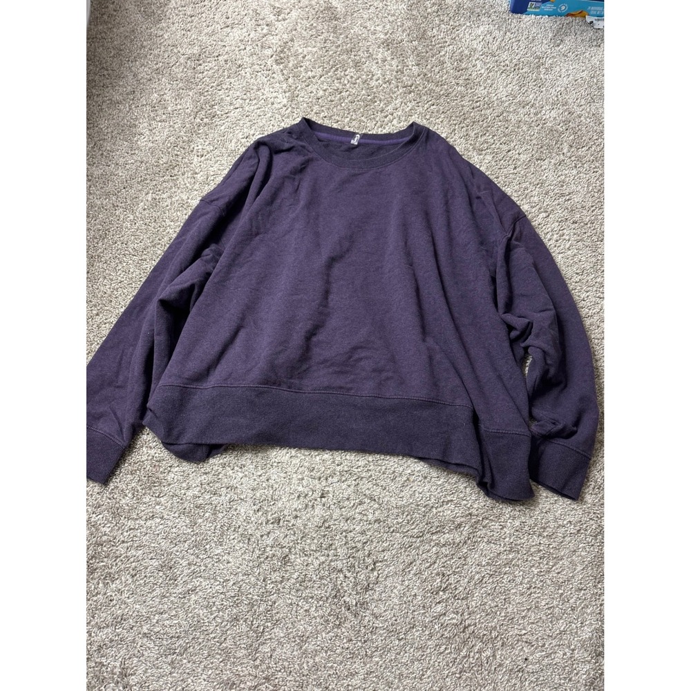 MTA Sport Womens Purple Long Sleeve Crew Neck Sweatshirt Pullover Relaxed Fit